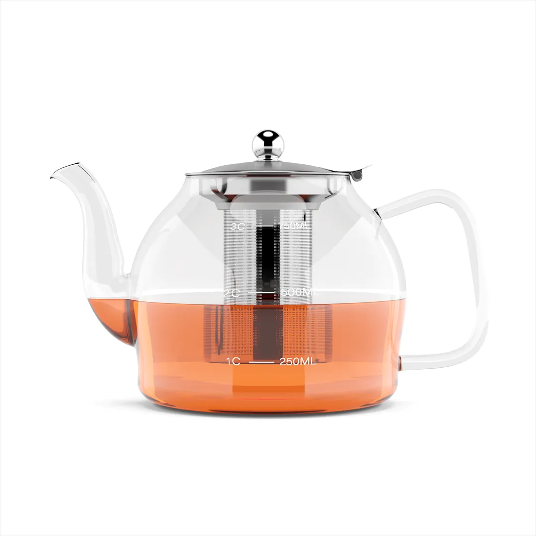 Borosilicate Glass Teapot with Stainless Steel Infuser CAD to 3D Render